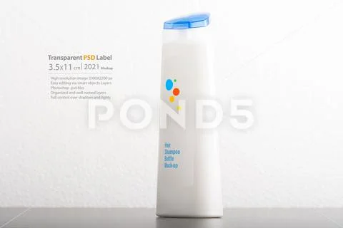 Hair shampoo bottle in front of  light gray background mock-up series PSD Template
