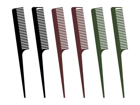 Hair tail comb vector set on transparent background Stock Illustration