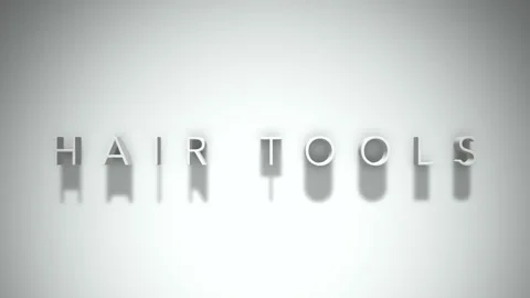 Hair tools 3D title animation with shadows on a white background Stock Footage 297037211