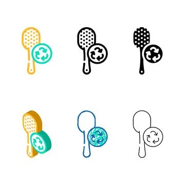 Hairbrush zero waste multipack accessory color icon vector Stock Illustration