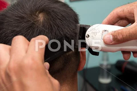 Haircut in a barbershop Stock Photos