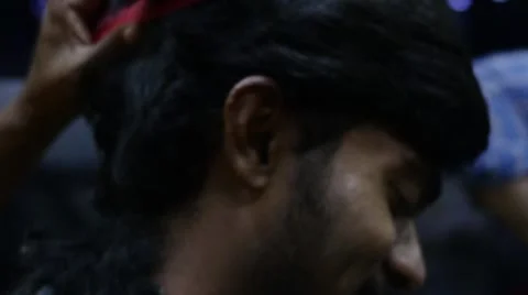 Haircutting from behind Stock Footage 60000744