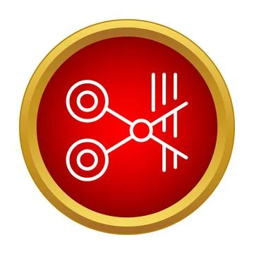 Haircutting scissors icon inside a red circle button Stock Illustration