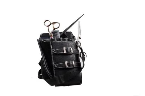 Hairdresser case with scissors Stock Photos