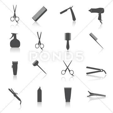 Hairdresser Icons Set Stock Illustration