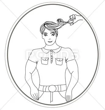 Hairdresser making haircut Stock Illustration
