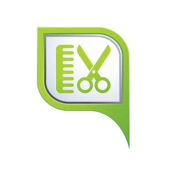 Hairdressing salon icon on green pointer Stock Illustration
