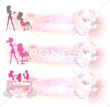 Hairdressing salon icon - set of banners Stock Illustration