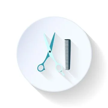 Hairdressing scissors and comb flat icon Stock Illustration