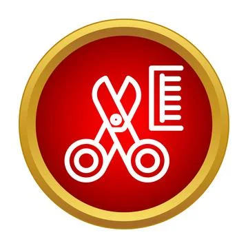 Hairdressing scissors and comb icon for barber shop Stockillustratie