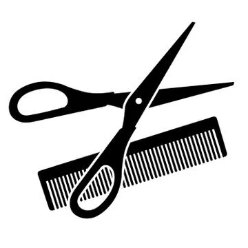 Hairdressing scissors and comb Stock Illustration