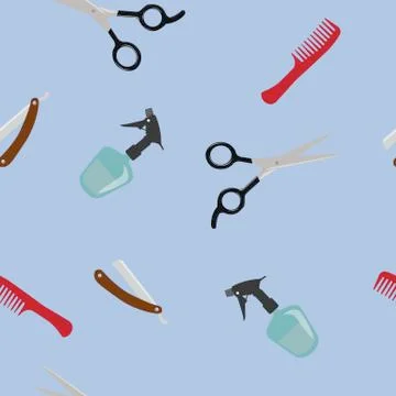 Hairdressing Themed Seamless Pattern Stock Illustration