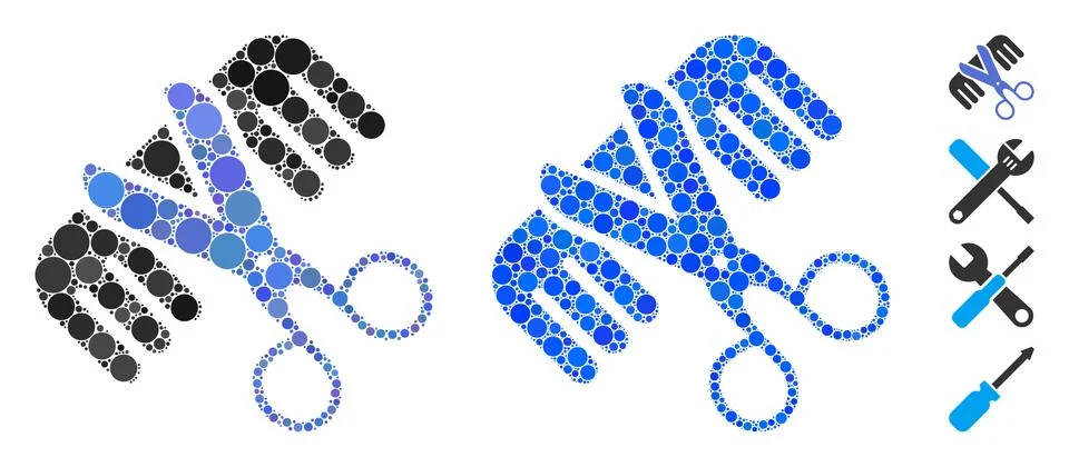 Hairdressing Tools Composition Icon of Round Dots Stock Illustration
