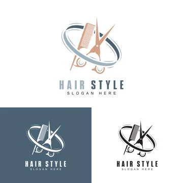 Hairstyle logo design Stock Illustration