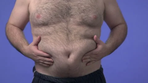 Two shots of a hairy overweight man meas. Stock Video Pond5