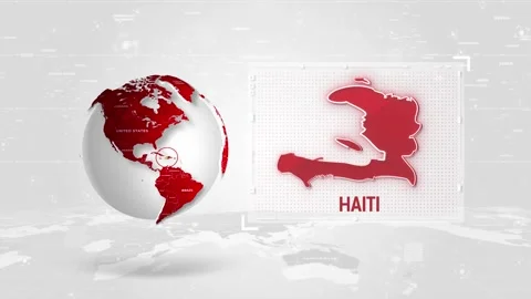 Haiti 4K Tech Map Beside Globe On White Background. Stock Footage 341008986