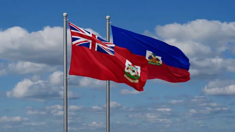 Haiti and The Bermudas two flags Stock Footage 288116788