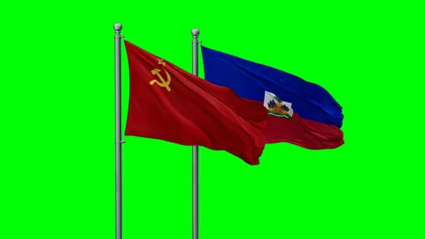 Haiti and Soviet Union two flags Stock Footage 290068457