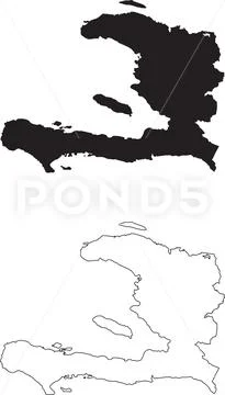 Haiti Country Map. Black Silhouette and Outline Maps. EPS Vector file ...