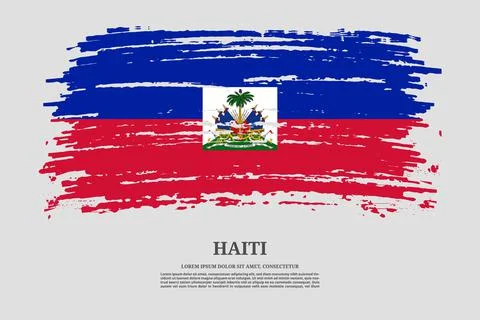 Haiti flag with brush stroke effect and information text poster, vector Illustrazione stock