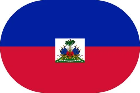 Haiti flag in flat oval design Illustrazione stock