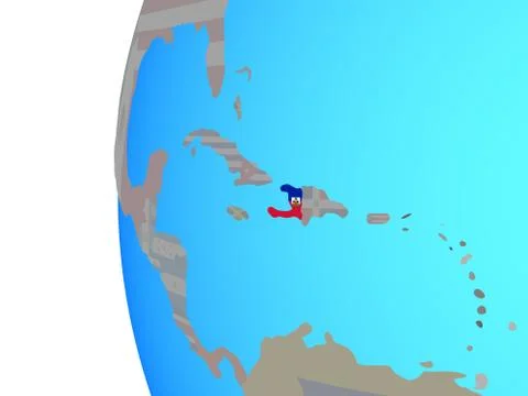 Haiti with flag on globe Stock Illustration
