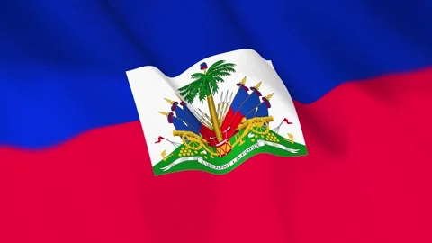 Haiti Flag Seamless Loop 4k 60fps on Sky Background Stock Footage 340349805