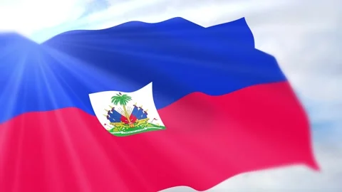 Haiti Flag Seamless Loop 4k 60fps on Sky Background Stock Footage 340624685