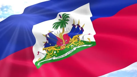 Haiti Flag Seamless Loop 4k 60fps on Sky Background Stock Footage 341561346