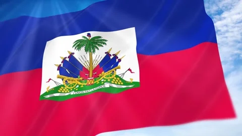 Haiti Flag Seamless Loop 4k 60fps on Sky Background Stock Footage 341673842