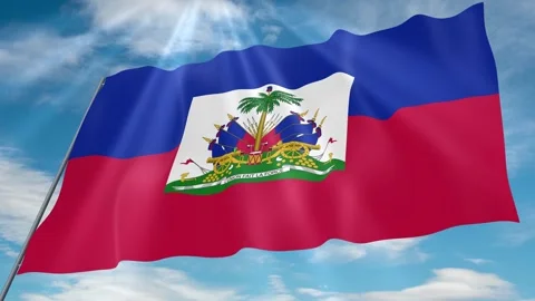 Haiti Flag Seamless Loop 4k 60fps on Sky Background Stock Footage 341757779