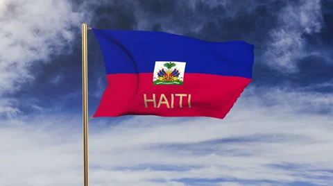 Haiti flag with title waving in the wind. Looping sun rises style.  Animation Stock-Footage 48595176