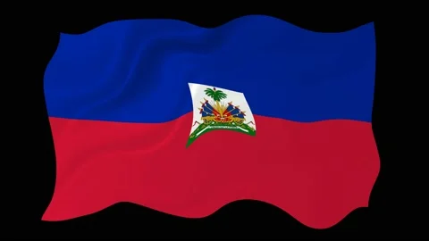 Haiti flag wave motion black background Stock Footage