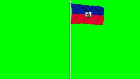 Haiti Flag Waving Fluttering on Wind Loopable Green Blue Screen Matte Video stock 77579986