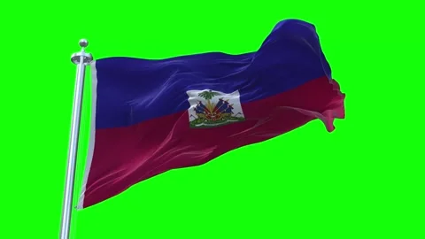 Haiti Flag Waving in Loopable and Textured green screen background Stock Footage 296876737