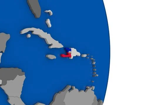 Haiti on globe with flag Stock Illustration