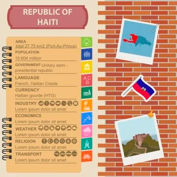 Haiti infographics, statistical data, sights. Citadel Laferriere Stock Illustration