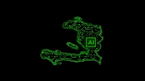 Haiti Map AI Chipset Technology Opener Stock Footage 337055715