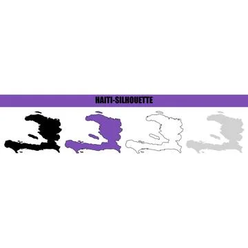 Haiti map silhouettes in solid purple line and patterned styles isolated on.. Stock Illustration