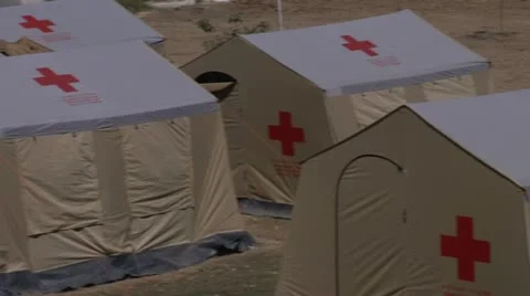 Haiti Red Cross Tents Close Stock Footage