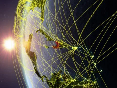 Haiti from space with network Illustrazione stock