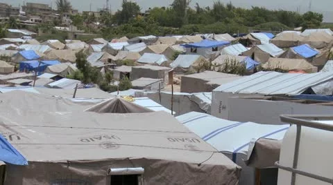 Haiti tent city different Stock Footage