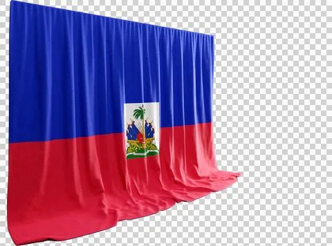 Haitian Flag Curtain in 3D Rendering Celebrating Haiti's Resilience Stock Illustration