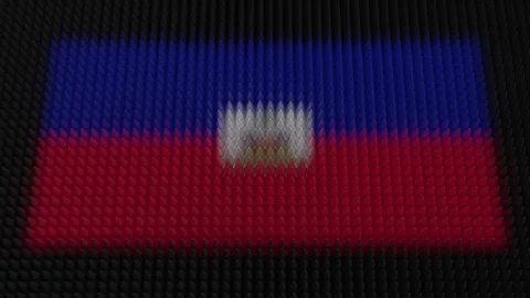 Haitian Flag Light Shining on Scrolling Bullets Stock Footage 276856942