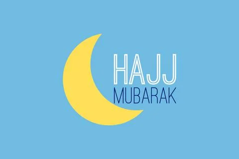 Hajj Mubarak Islamic typography vector design.  Moon symbol Stock Illustration