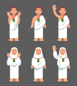 Hajj Pilgrimage Flat Style Character Stock Illustration
