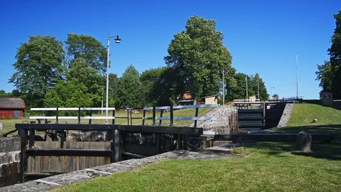 Hajstorp sluice gates Stock Footage 96481412