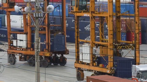 Hakata terminal, Cargo container loading Stock Footage 73215234