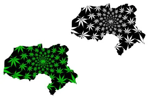 Hakkari (Provinces of the Republic of Turkey) map is designed cannabis leaf g Stock Illustration