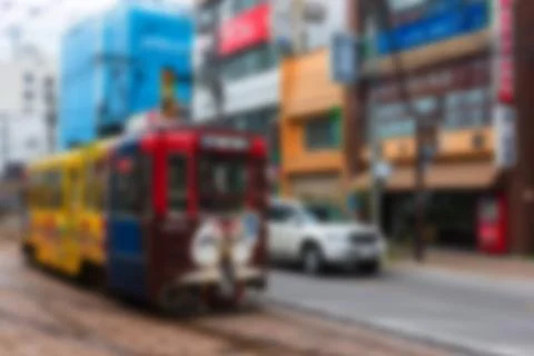 Hakodate tram by blurred abstract image Stock Photos